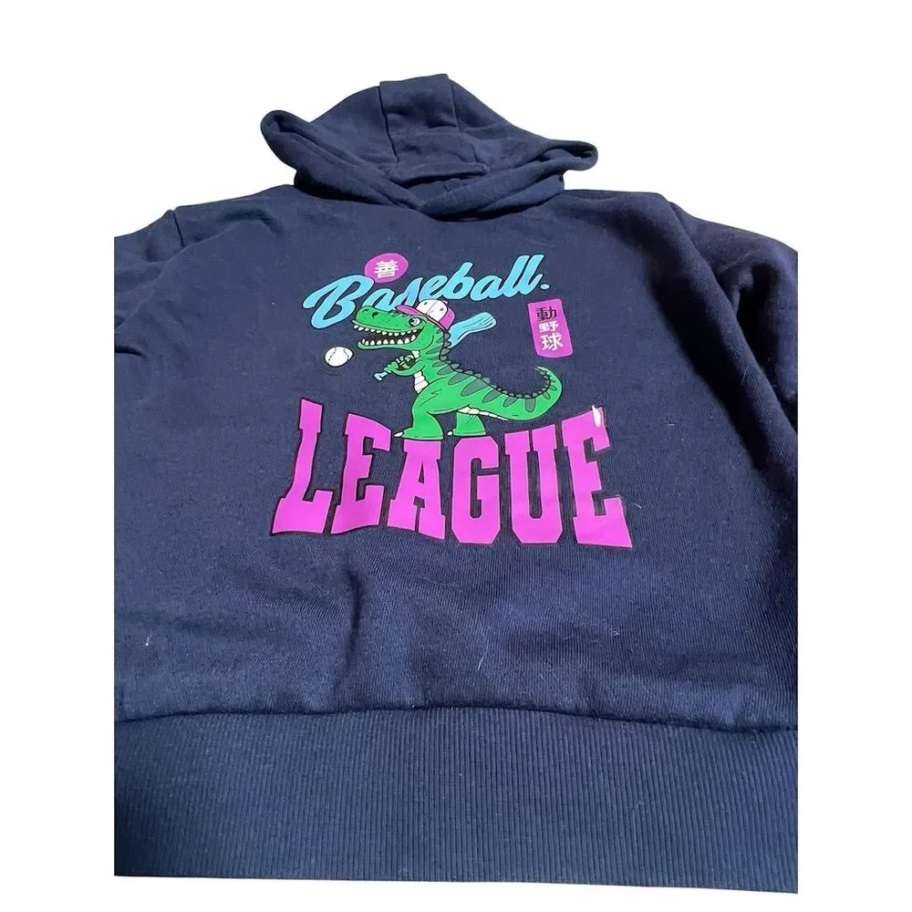 Primark Boys Dinosaur Baseball League Hoodie Blue Size 5-6 Casual